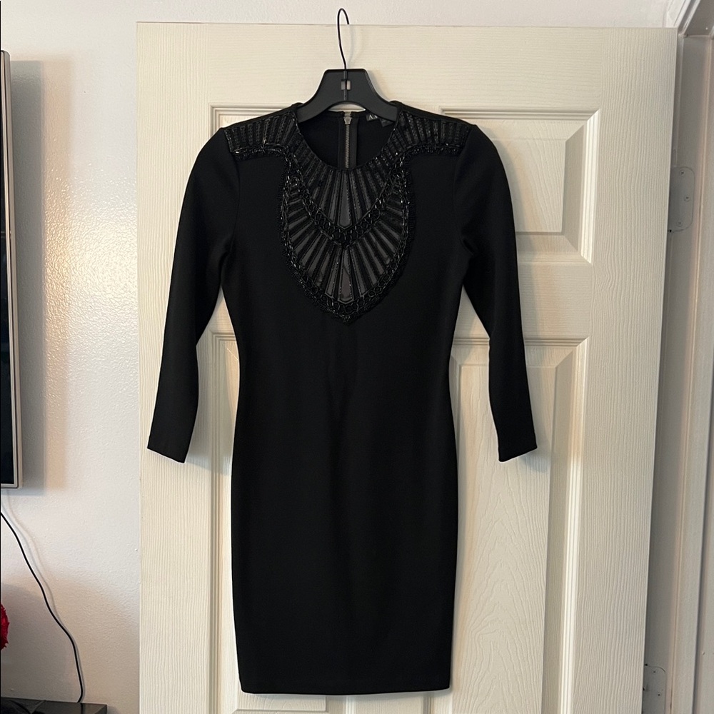 Armani Exchange Black Dress with Beaded Neckline